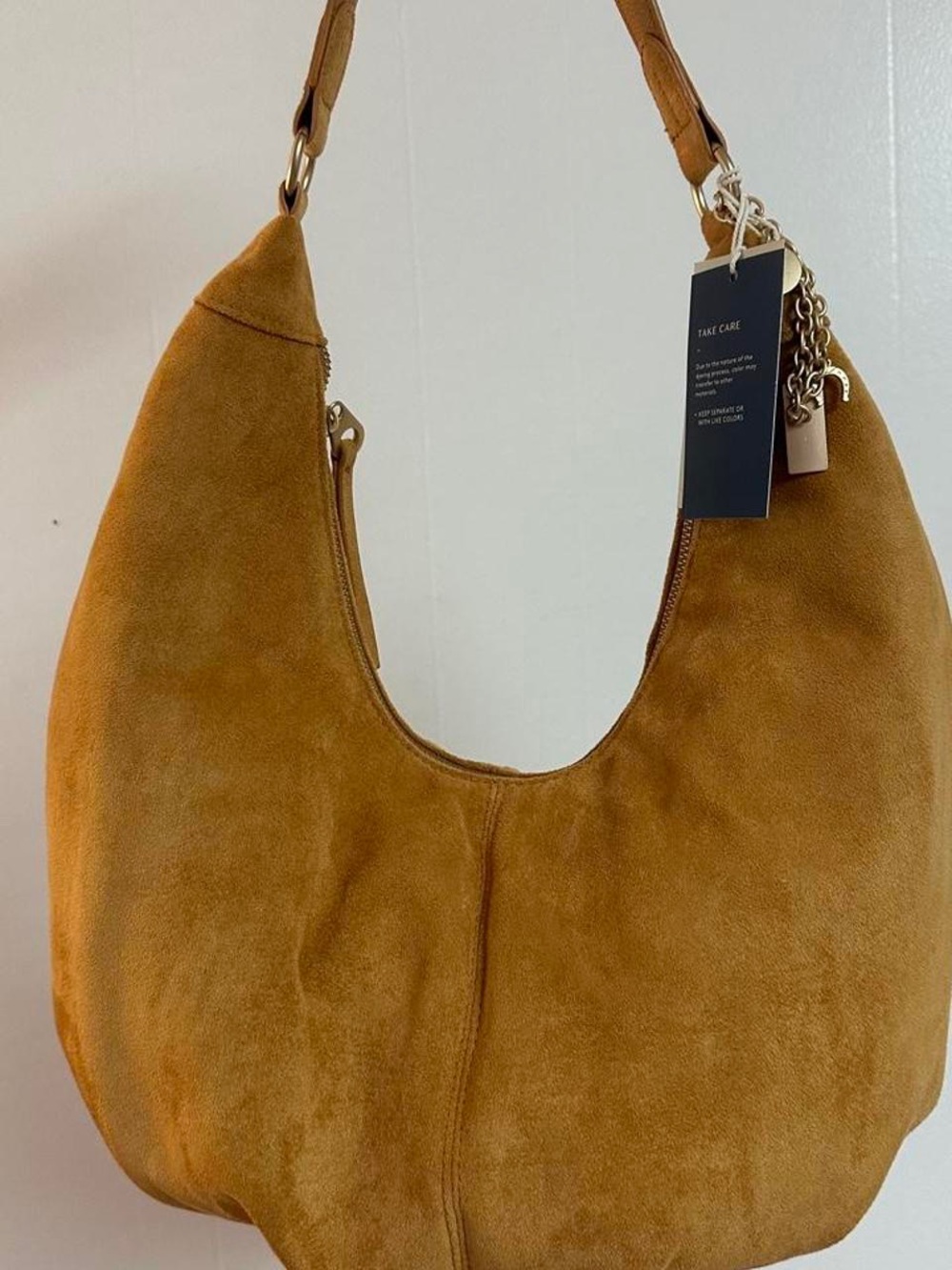 Crescent Slouchy Suede Hobo Western Shoulder Bag in Camel NEW!